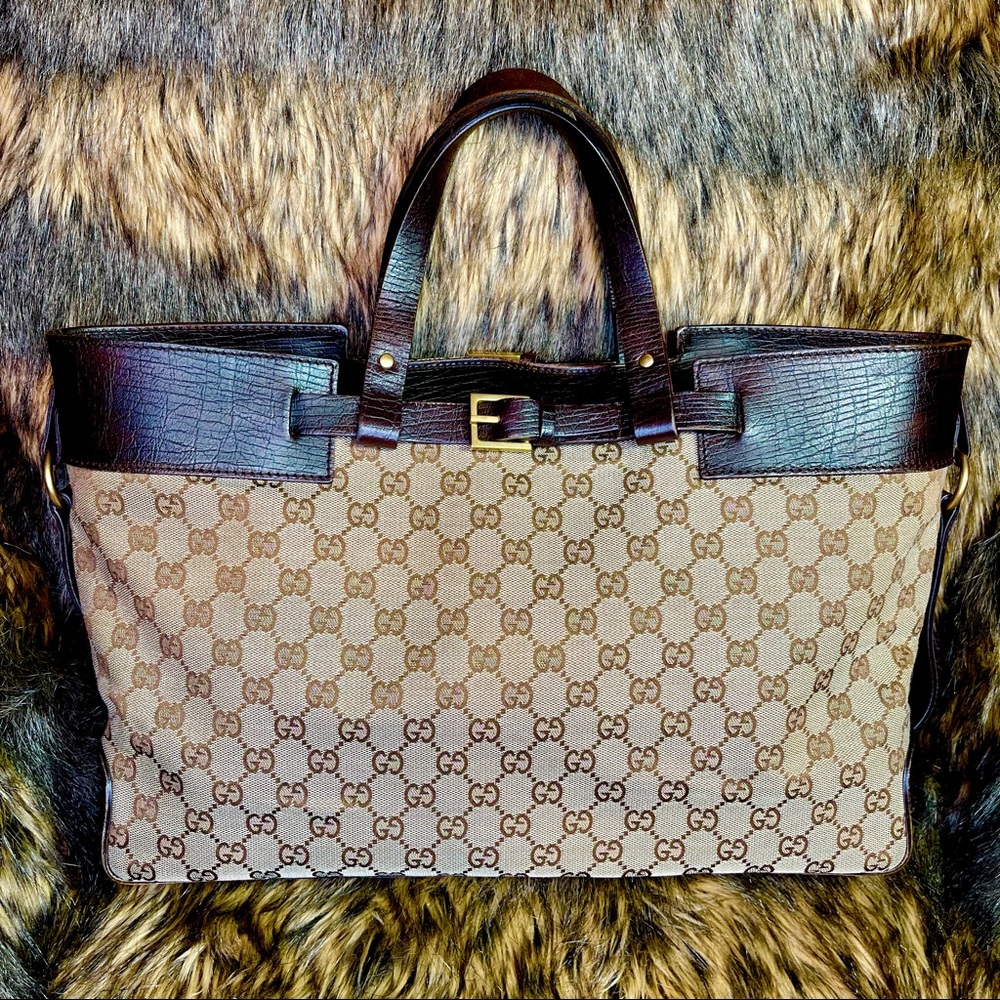 Gucci Original GG canvas Horizontal Buckle tote - Medium